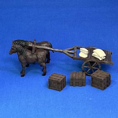 Draft Horse Cart w/crates and sacks